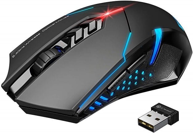 tenmos k96 wired computer gaming mouse usb optical led silent mouse for mac/pc/laptop (black)